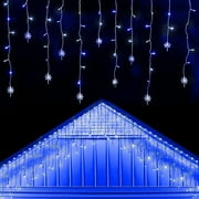 Twinkle Star Christmas Decoration Icicle Lights Outdoor Dripping, Christmas Lights, Indoor, Outdoor, 150 Led, White \u0026 Blue